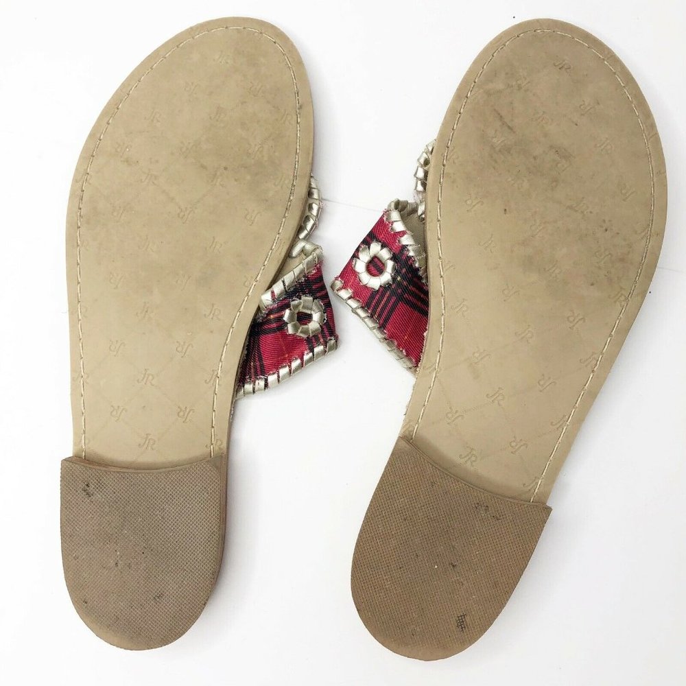 Jack Rogers Jacks Plaid Thong Sandals Red Silver 9 - Picture 6 of 7